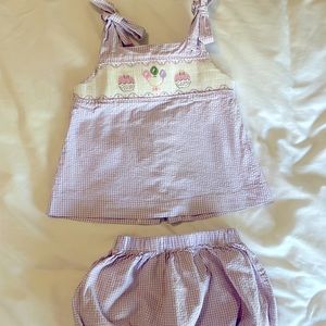 Little English Smocked Birthday Bloomer Set